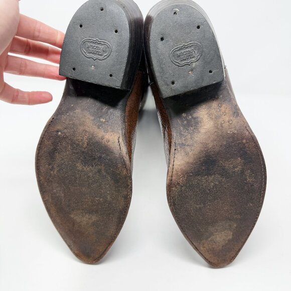 Nocona Brown Leather Western Boots Men's US Size 8 Pull On Made in USA - Picture 6 of 10